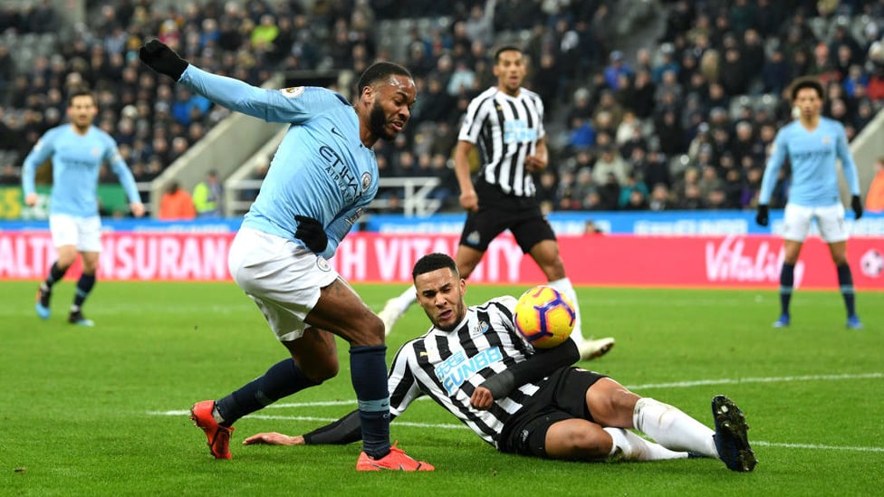 CAUSING A STER : Raheem Sterling clips a cross into a dangerous area