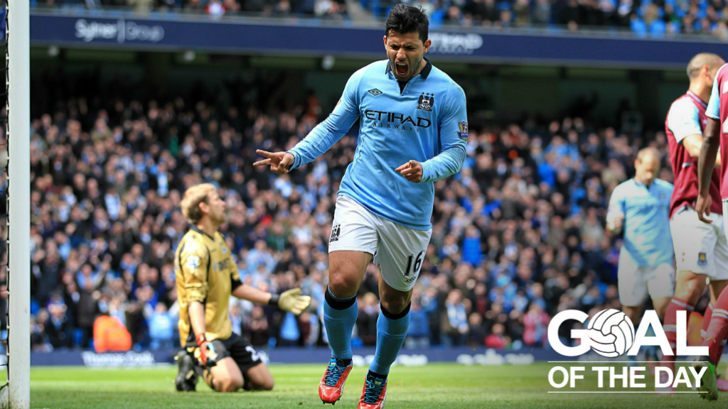 KING KUN: Sergio Aguero netted his third goal in four games against West Ham in 2013