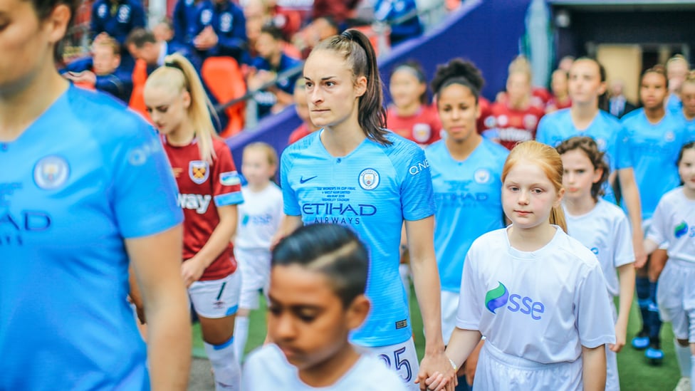 WEMBLEY : Tyler walks out with Tessa at the FA Women's Cup final