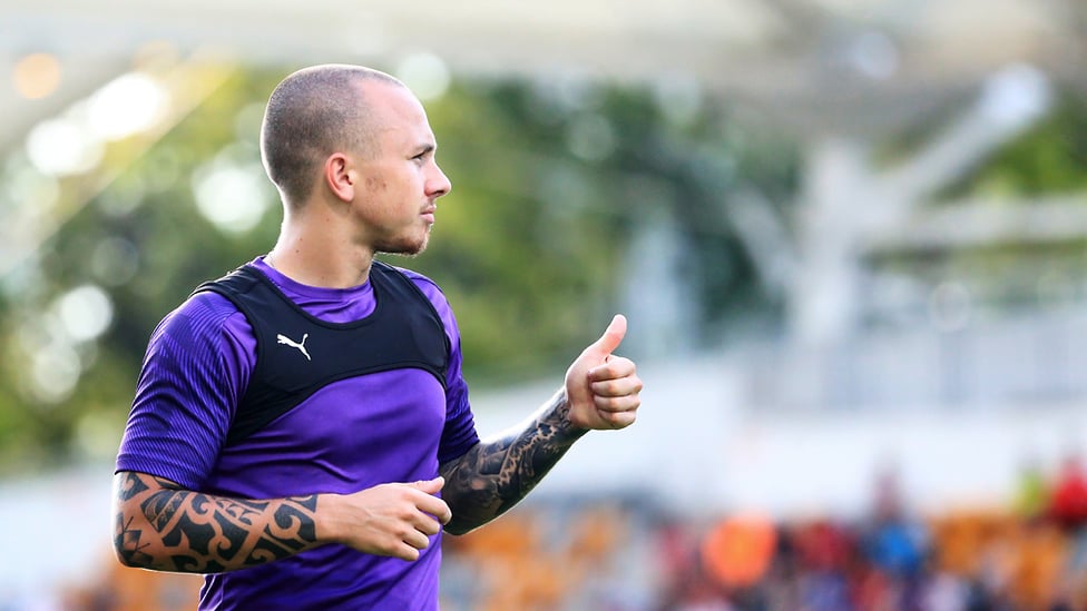 THUMBS UP : Angelino sends out a positive message