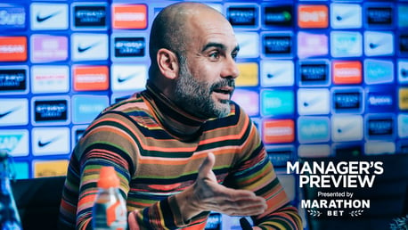 PEP TALK: The boss faced the press ahead if Sunday's game at home to Chelsea