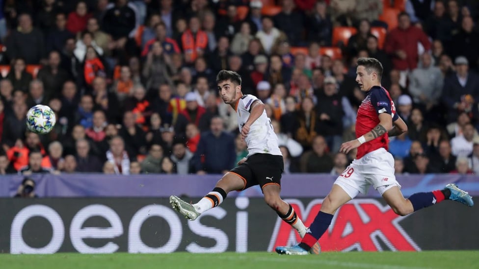 MILESTONE : Firing home against Lille to become Valencia's youngest Champions League goalscorer.