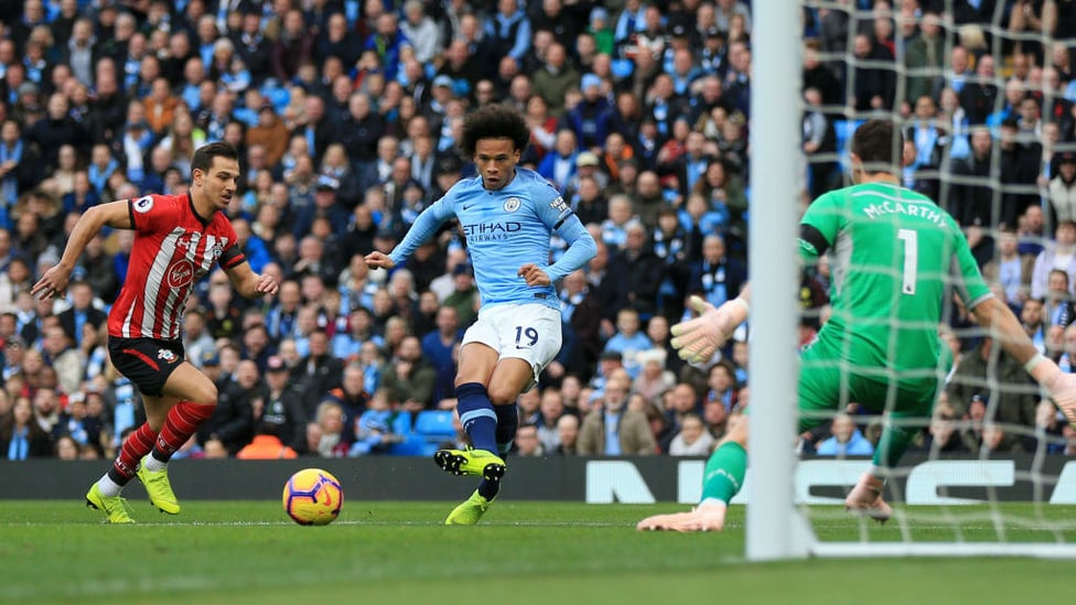 SUDDEN IMPACT : Leroy Sane's shot leads to City's opener