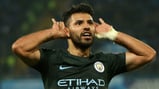 HISTORY MAN: Sergio Aguero celebrates his record breaking achievement