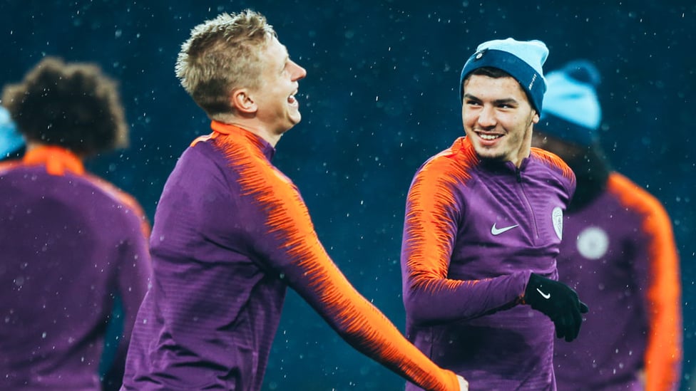 FUNNYMEN : Oleks Zinchenko and Brahim Diaz share a joke