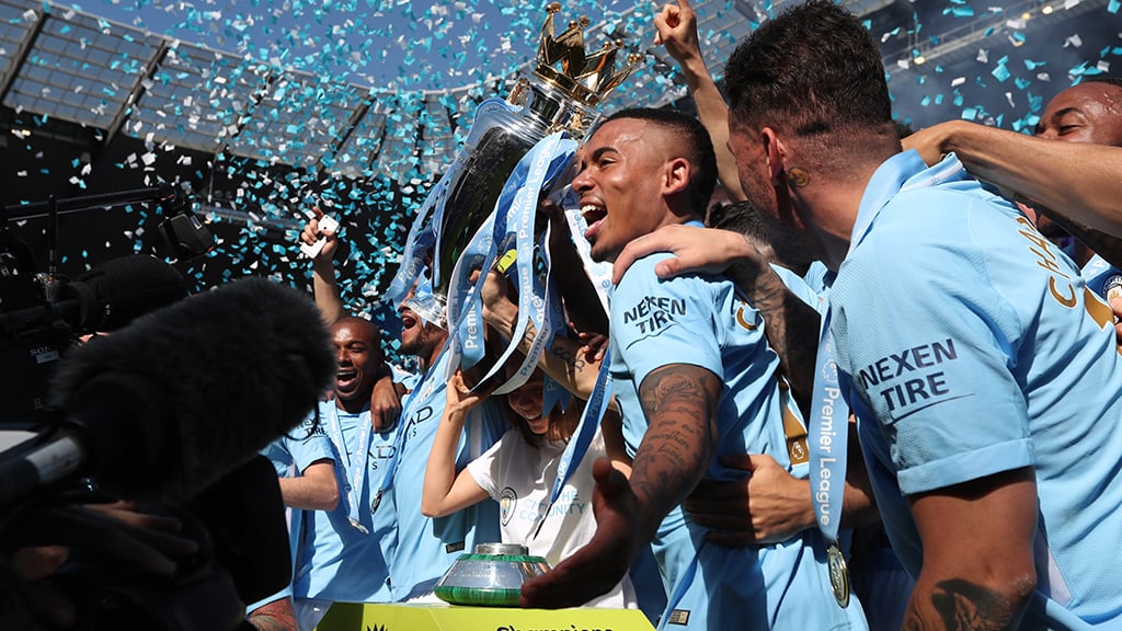 LIFT IT HIGH: Gabriel Jesus raises the trophy