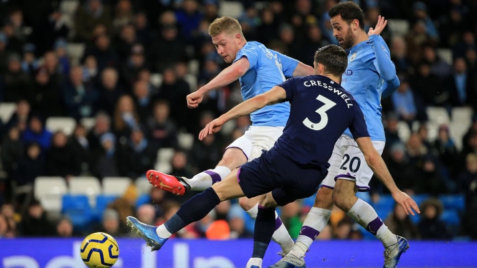 IT'S TWO : De Bruyne doubles City's lead just after the hour mark.