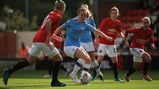 BLUE v RED: City fan Keira Walsh in action against United
