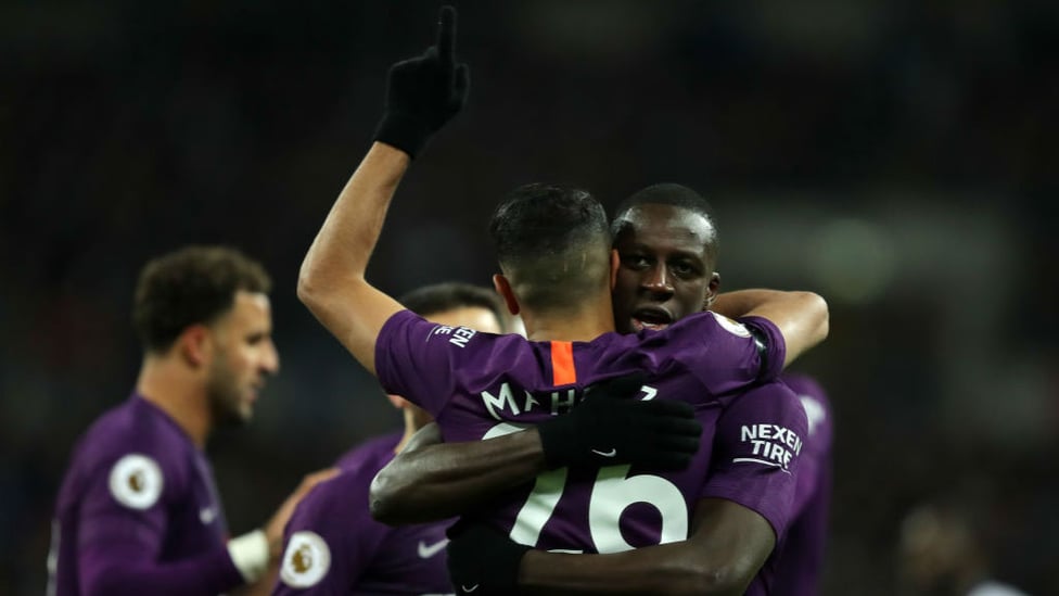 DUO : Mahrez and Mendy celebrate after Riyad's goal.