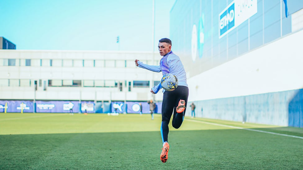 SOMEWHERE OVER THE RAINBOW : Phil Foden shows off his skills