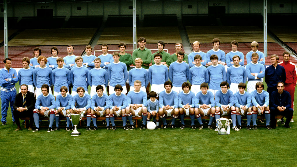 SILVER DREAM MACHINE: Colin Bell, back row far right, and the rest of our 1970 squad pose proudly with the League Cup and European Cup Winners' Cup