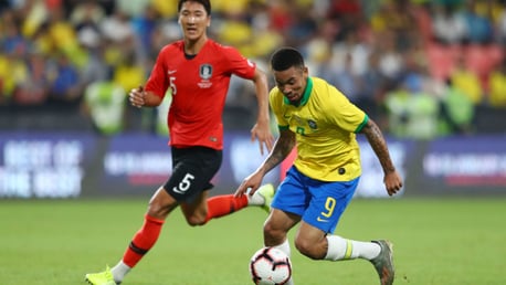 FORWARD MARCH: Gabriel Jesus in the thick of the action for Brazil against South Korea