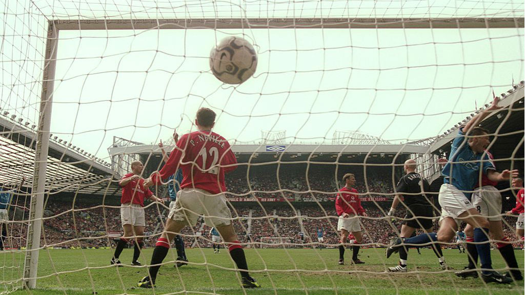 DERBY DELIGHT: Steve Howey celebrates his dramatic equaliser at Old Trafford for City in 2001