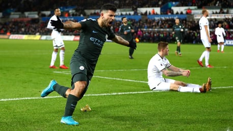 IN ON THE ACT: Sergio Agüero scores City's fourth. 