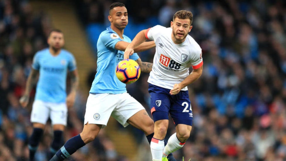 MY BALL : Danilo and Ryan Fraser battle for possession