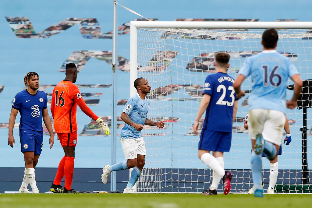 ON THE MARK: Raheem Sterling celebrates after his goal