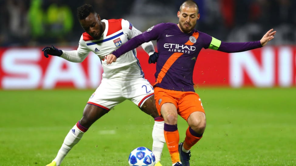 LEADING MAN : Skipper David Silva shields the ball as he looks to put the Blues on the front-foot