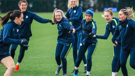 PRIDE AND PASSION: Returning England stars Lauren Hemp, Nikita Parris and Keira Walsh get into the swing of things