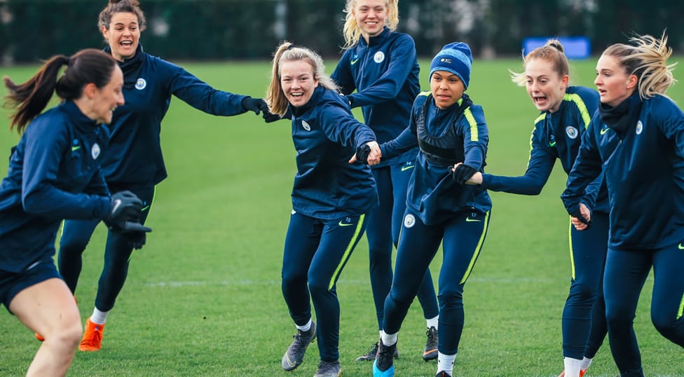 PRIDE AND PASSION : Returning England stars Lauren Hemp, Nikita Parris and Keira Walsh get into the swing of things