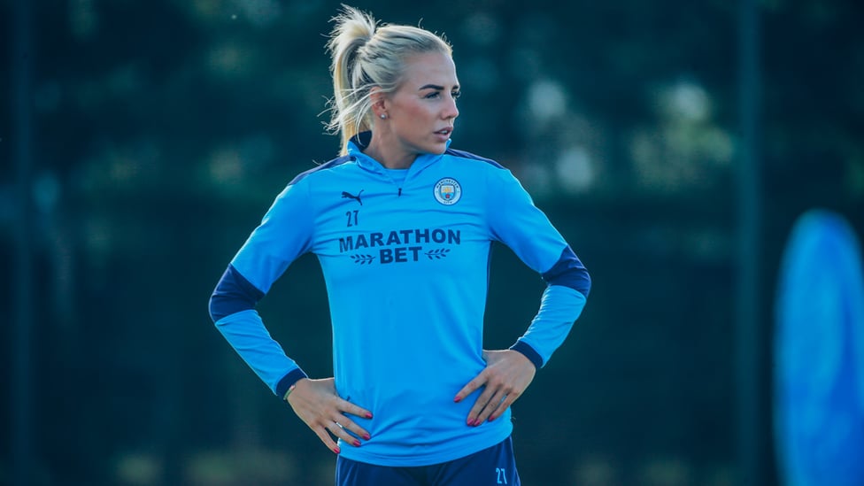 FOCUS TIME: Fellow new signing Alex Greenwood was a study in concentration