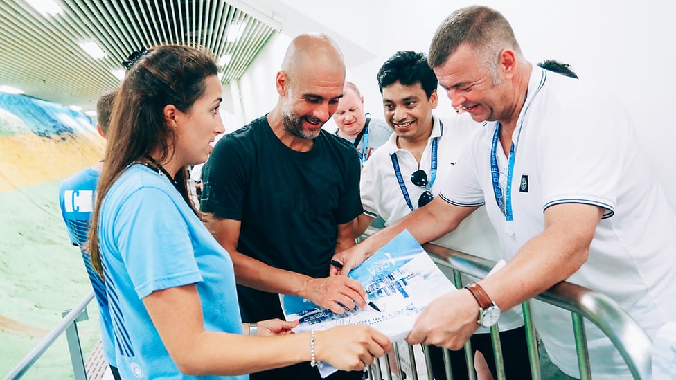 THE BOSS : Pep was also only too happy to stop and sign autographs