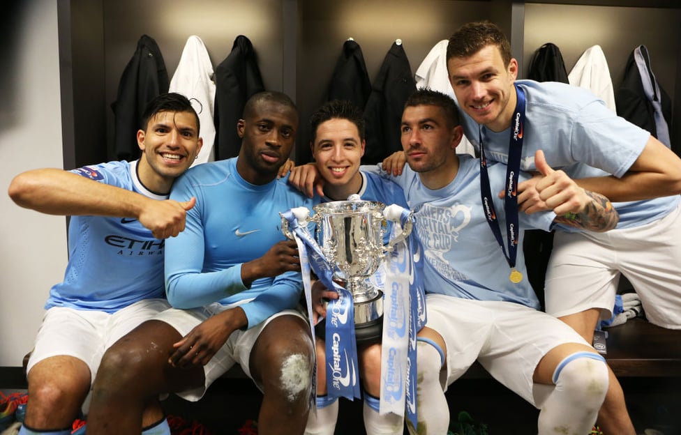 CUP FEVER : Winning his first domestic cup - the 2013/14 League Cup - after a 3-1 win over Sunderland.