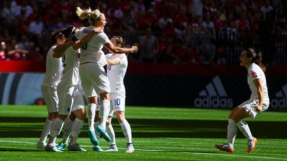 SEMI-FINAL SUCCESS: Steph and her team mates celebrate making it to the 2015 World Cup semi-finals.