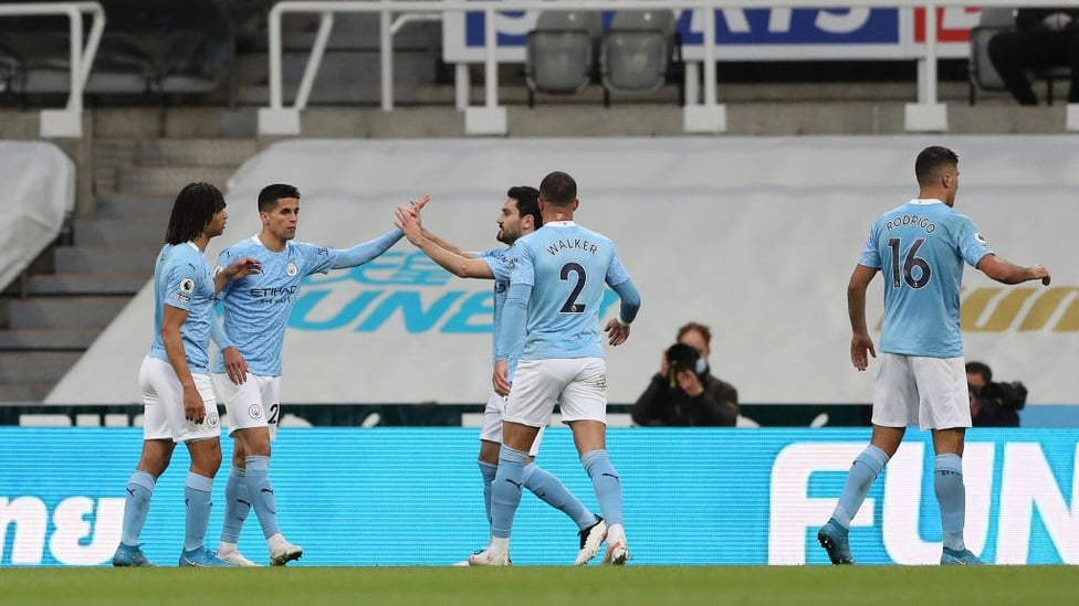 JOAO JOY: The lads celebrate with our flying full back