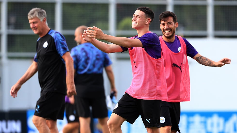 BACK IN THE GAME : Phil Foden was straight back to work after linking up with the squad in Hong Kong