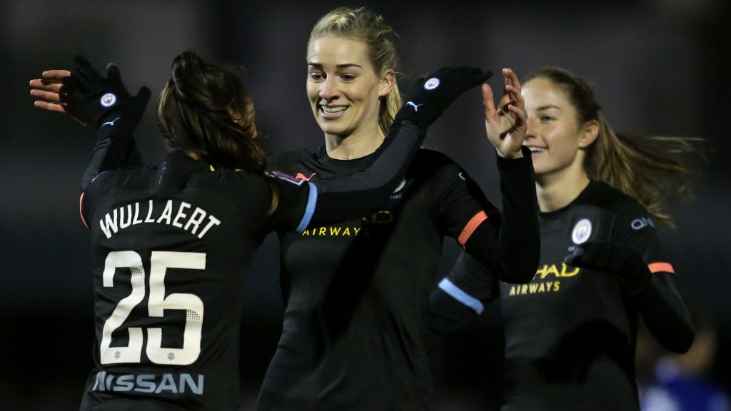 GET IN: Gemma Bonner celebrates with Tessa Wullaert.