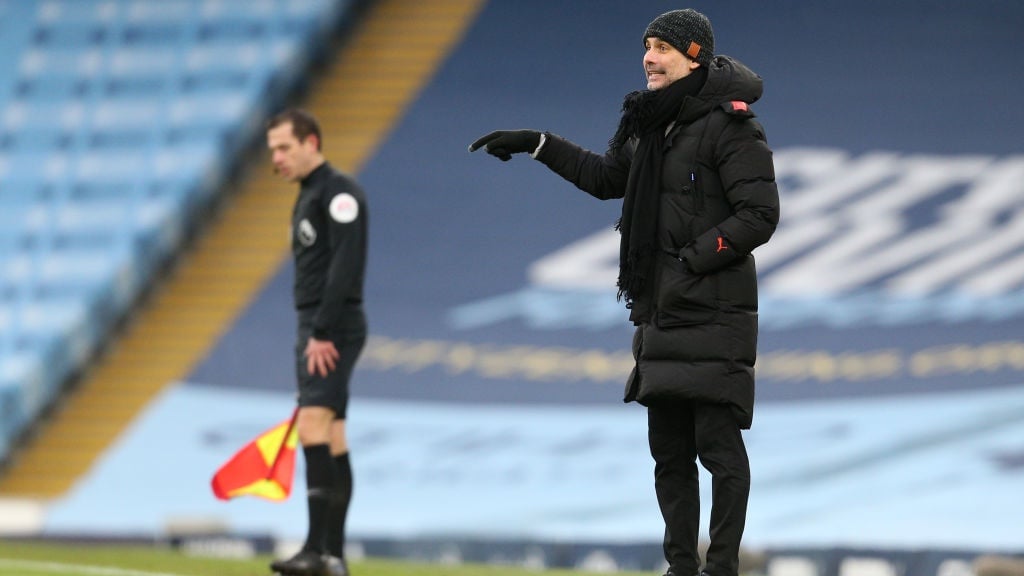 PEP TALK: The boss provides some final instructions as City pick up another three points!