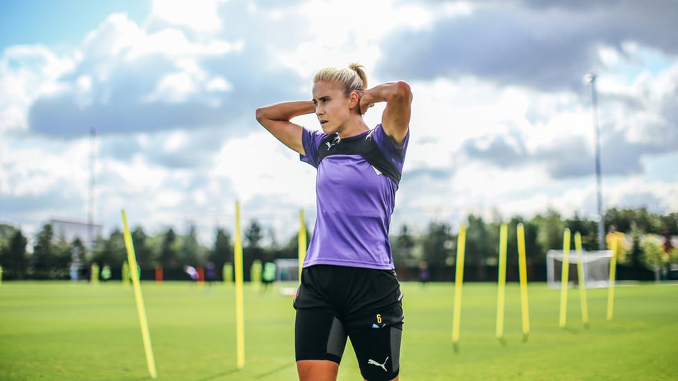 CAPTAIN'S CALL : Steph Houghton has urged all City fans to show their colours on Saturday