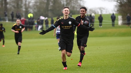 DOUBLE DELIGHT: James McAtee celebrates after scoring his second and City's fifth goal at Reading