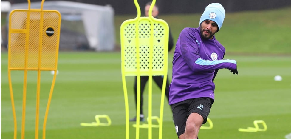 FOCUSED : Riyad Mahrez perfecting his passing