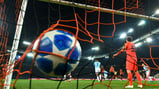 NET GAIN: The ball nestles in the Shakhtar net after Aymeric Laporte's deft header