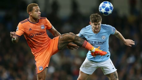 SHUT EYE: John Stones beats Memphis Depay to head clear