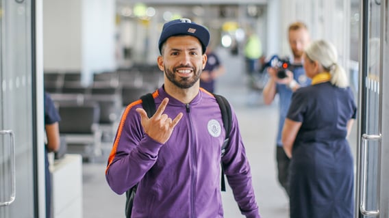 STRIKE A POSE: Sergio Aguero.