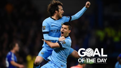 CHEER: David Silva scores against Chelsea in the 2014/15 season