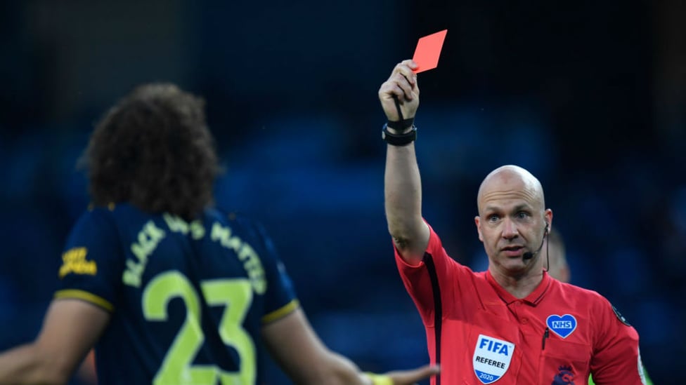 SEEING RED: David Luiz is dismissed by referee Anthony Taylor