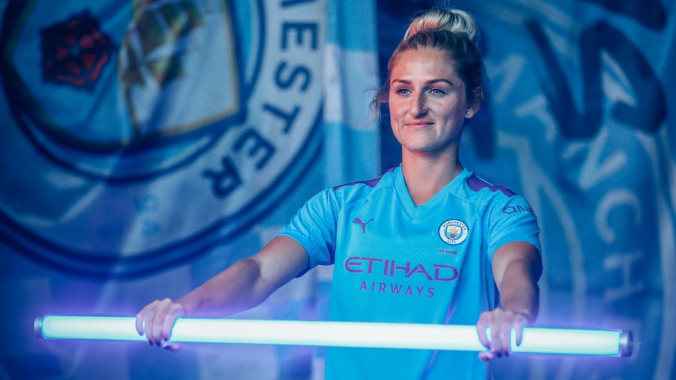 LIGHTNING STRIKE : Summer signing Laura Coombs gets in the derby mood