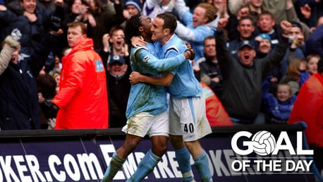 GOAL! Kiki Musampa and Lee Croft celebrate a 90th-minute winner against Liverpool