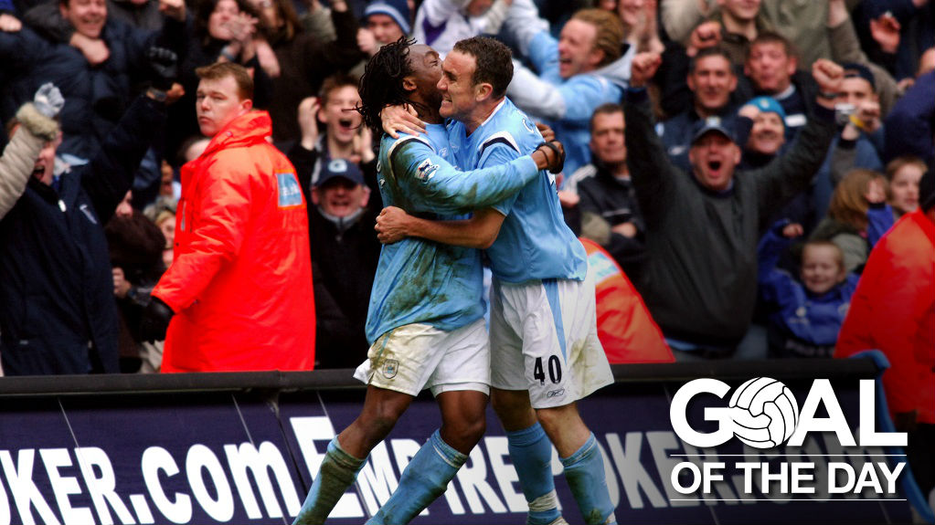 GOAL! Kiki Musampa and Lee Croft celebrate a 90th-minute winner against Liverpool