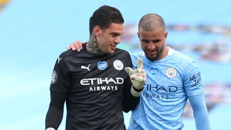 Ederson and Walker reach City landmarks