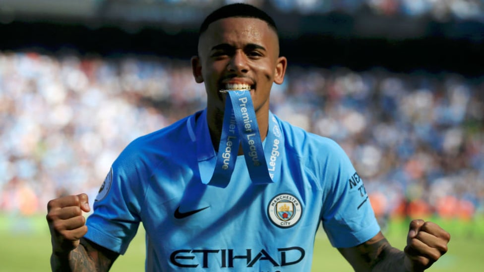 WINNER : Gab J poses with his Premier League medal.