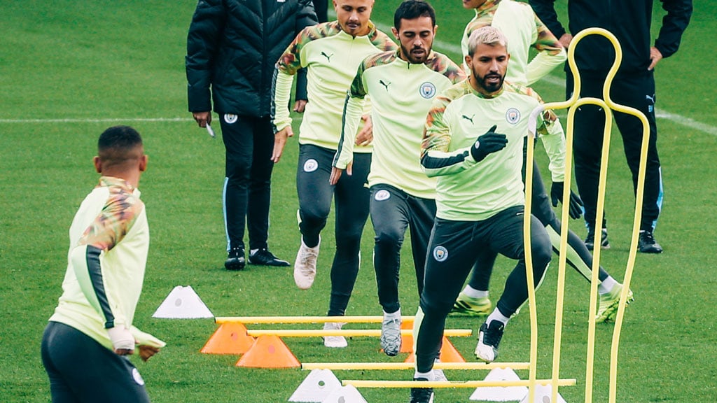 BEST FOOT FORWARD: Sergio Aguero leads the way... Onwards and upwards!