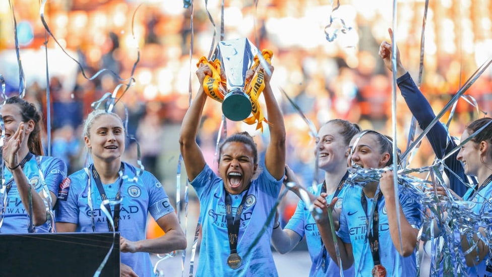 MAGIC MOMENT : For Nikita Parris as she lifts the trophy