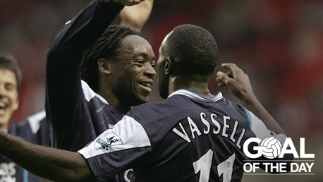 FIRST GOAL: Darius Vassell scored his first goal for City and it was a good one!