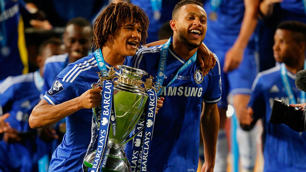  : THAT WINNING FEELING: Ake celebrates after helping Chelsea win the Premier League Under-21 final in 2014