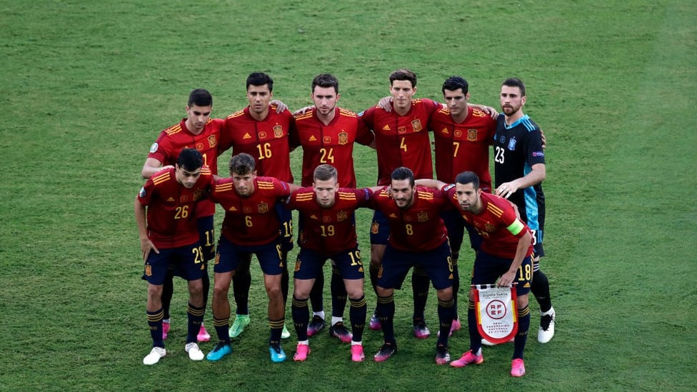 ANOTHER CITY TRIO : Torres, Rodri and Laporte started Spain's first group game - a 0-0 draw with Sweden.