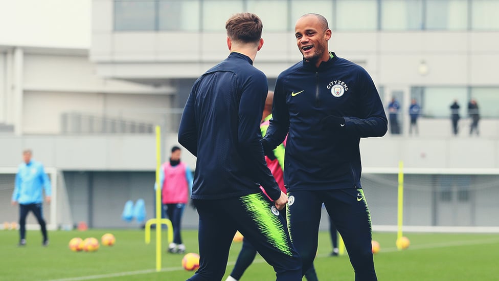 SKIPPER : Vincent Kompany is all smiles at the session.